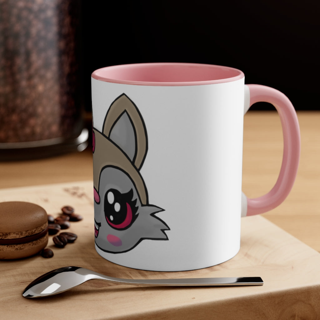 Brown Kitty Accent Coffee Mug with C-handle and colorful interior, perfect for coffee lovers.