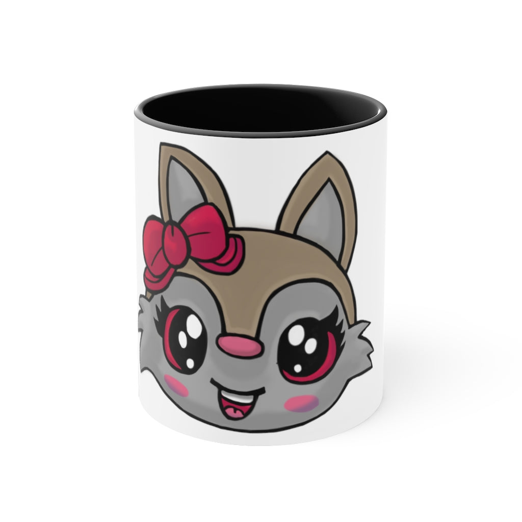 Brown Kitty Accent Coffee Mug with C-handle and colorful interior, perfect for coffee lovers.