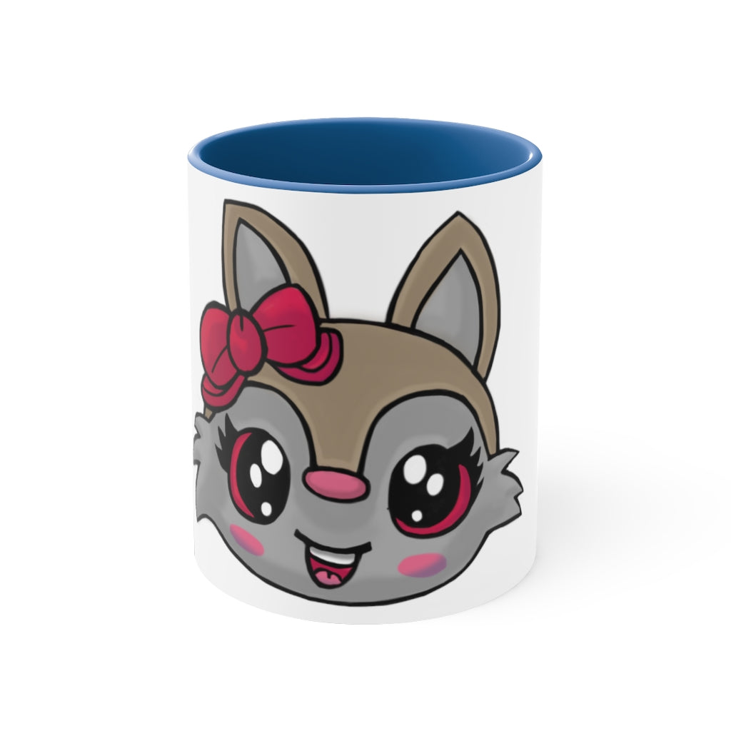 Brown Kitty Accent Coffee Mug with C-handle and colorful interior, perfect for coffee lovers.