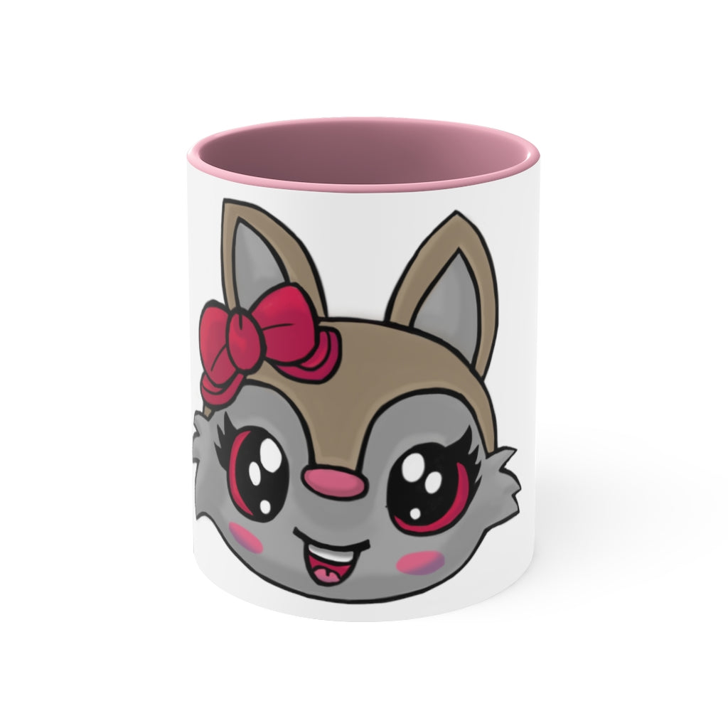 Brown Kitty Accent Coffee Mug with C-handle and colorful interior, perfect for coffee lovers.