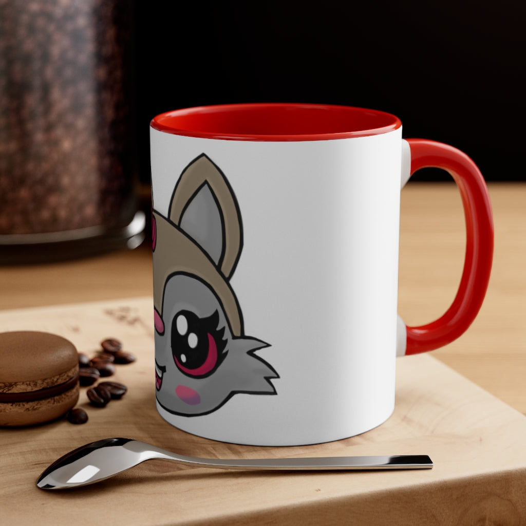 Brown Kitty Accent Coffee Mug with C-handle and colorful interior, perfect for coffee lovers.