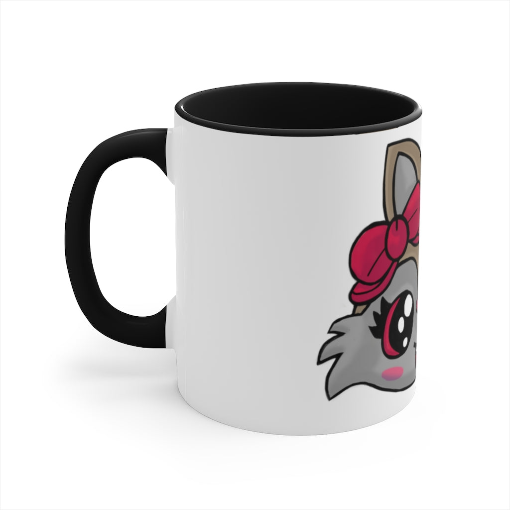 Brown Kitty Accent Coffee Mug with C-handle and colorful interior, perfect for coffee lovers.