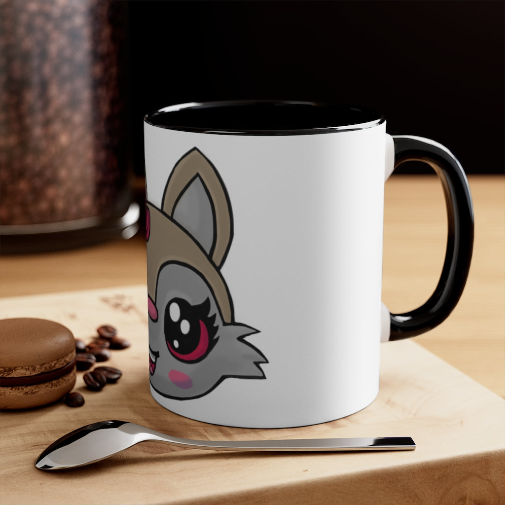 Brown Kitty Accent Coffee Mug with C-handle and colorful interior, perfect for coffee lovers.