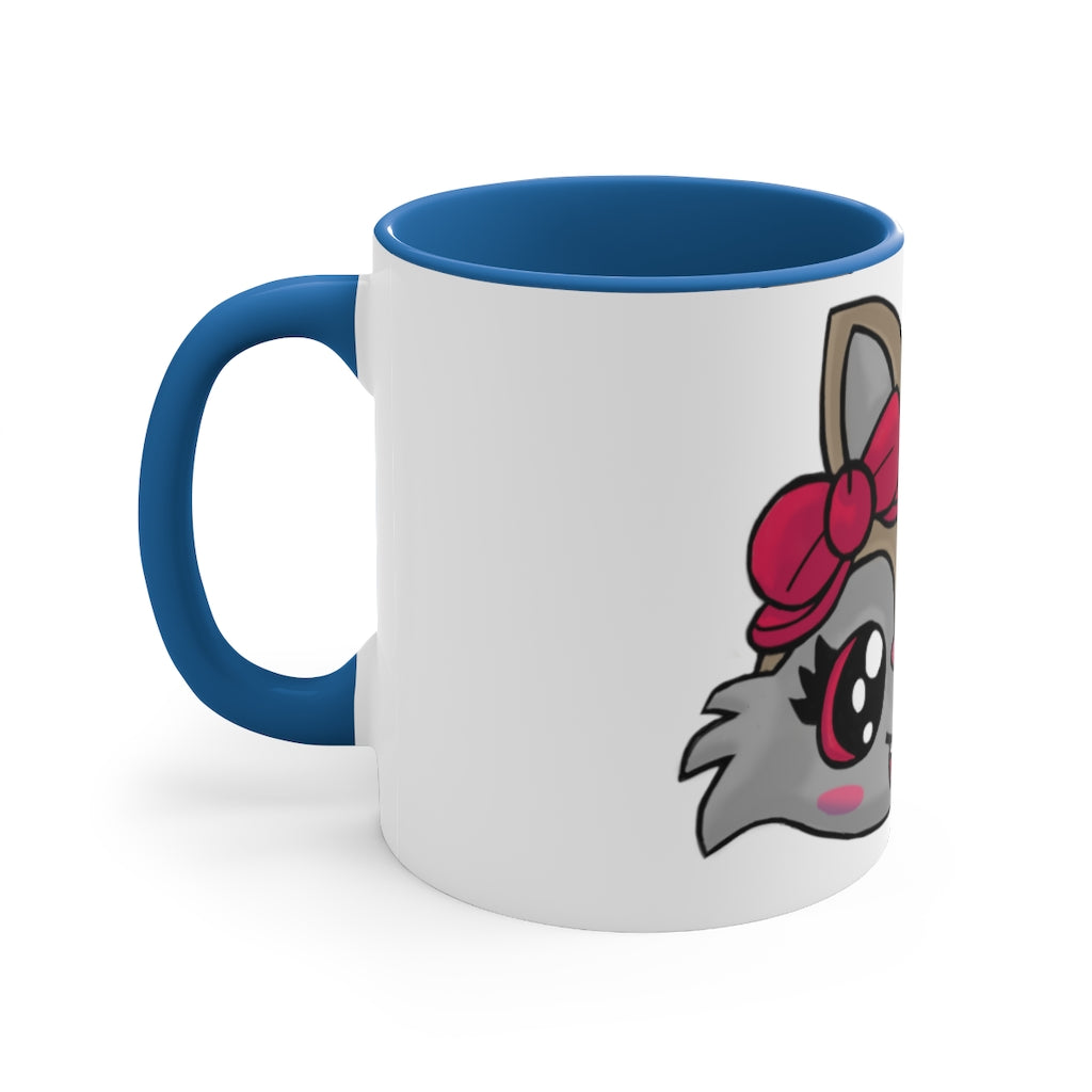 Brown Kitty Accent Coffee Mug with C-handle and colorful interior, perfect for coffee lovers.