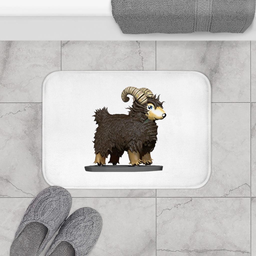 Brown Sheep Bath Mat with anti-slip backing, showcasing its stylish design and soft microfiber texture.