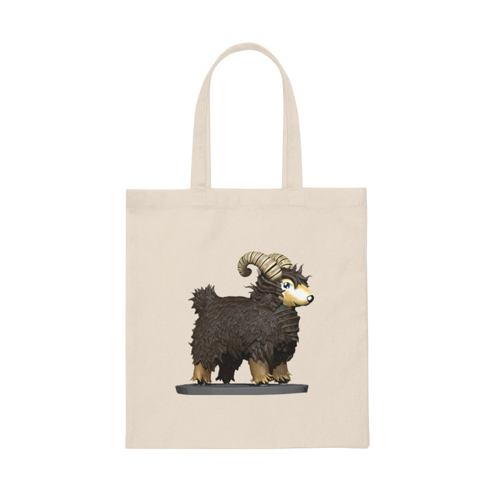 Brown Sheep Canvas Tote Bag made of 100% cotton sheeting, featuring reinforced handles and a spacious design.