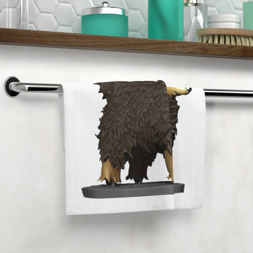 Brown Sheep Face Towel featuring a customizable polyester front and soft cotton back, ideal for personal use or gifting.