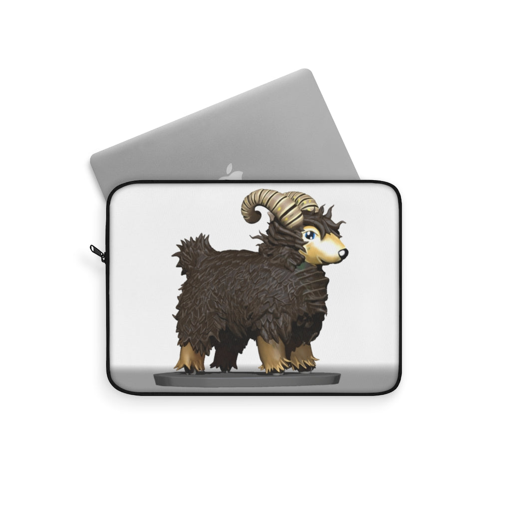 Brown Sheep Laptop Sleeve featuring a stylish printed front and black backside, designed for protection and elegance.