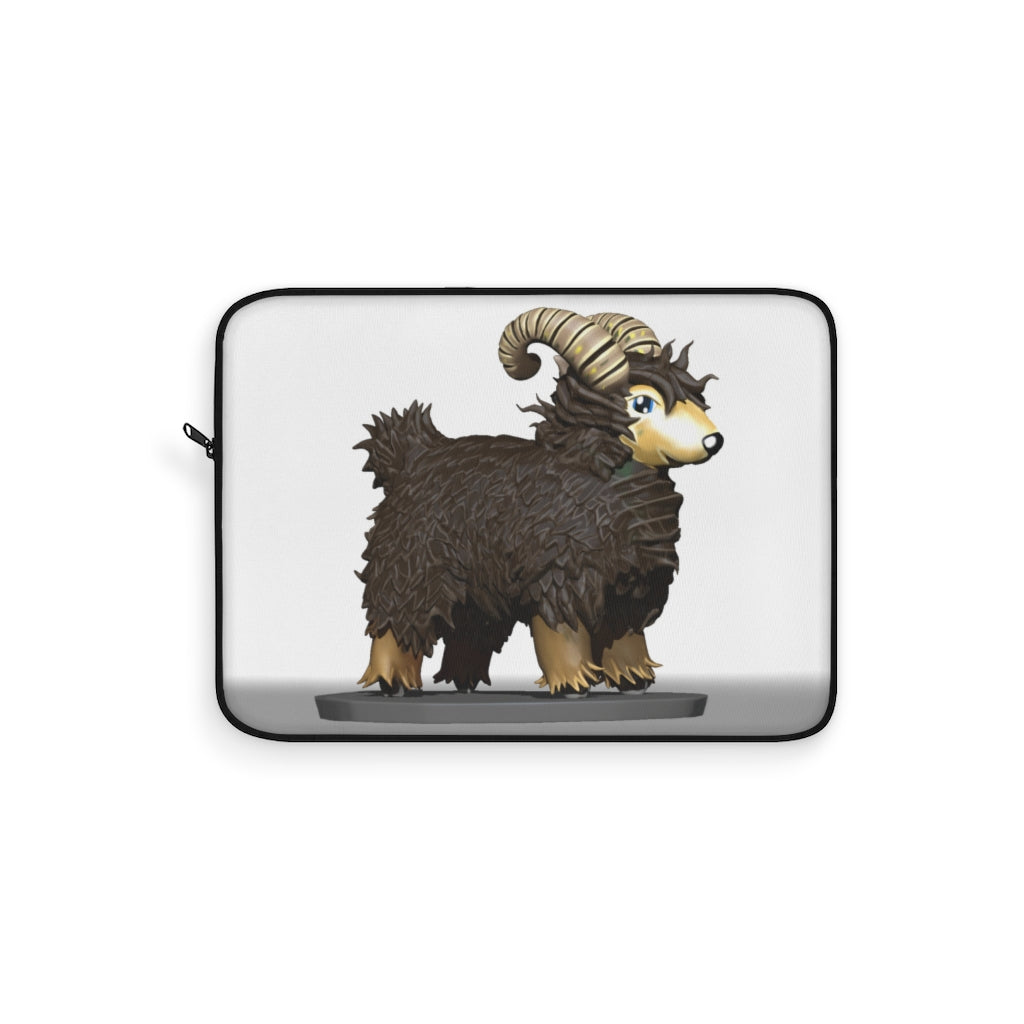 Brown Sheep Laptop Sleeve featuring a stylish printed front and black backside, designed for protection and elegance.