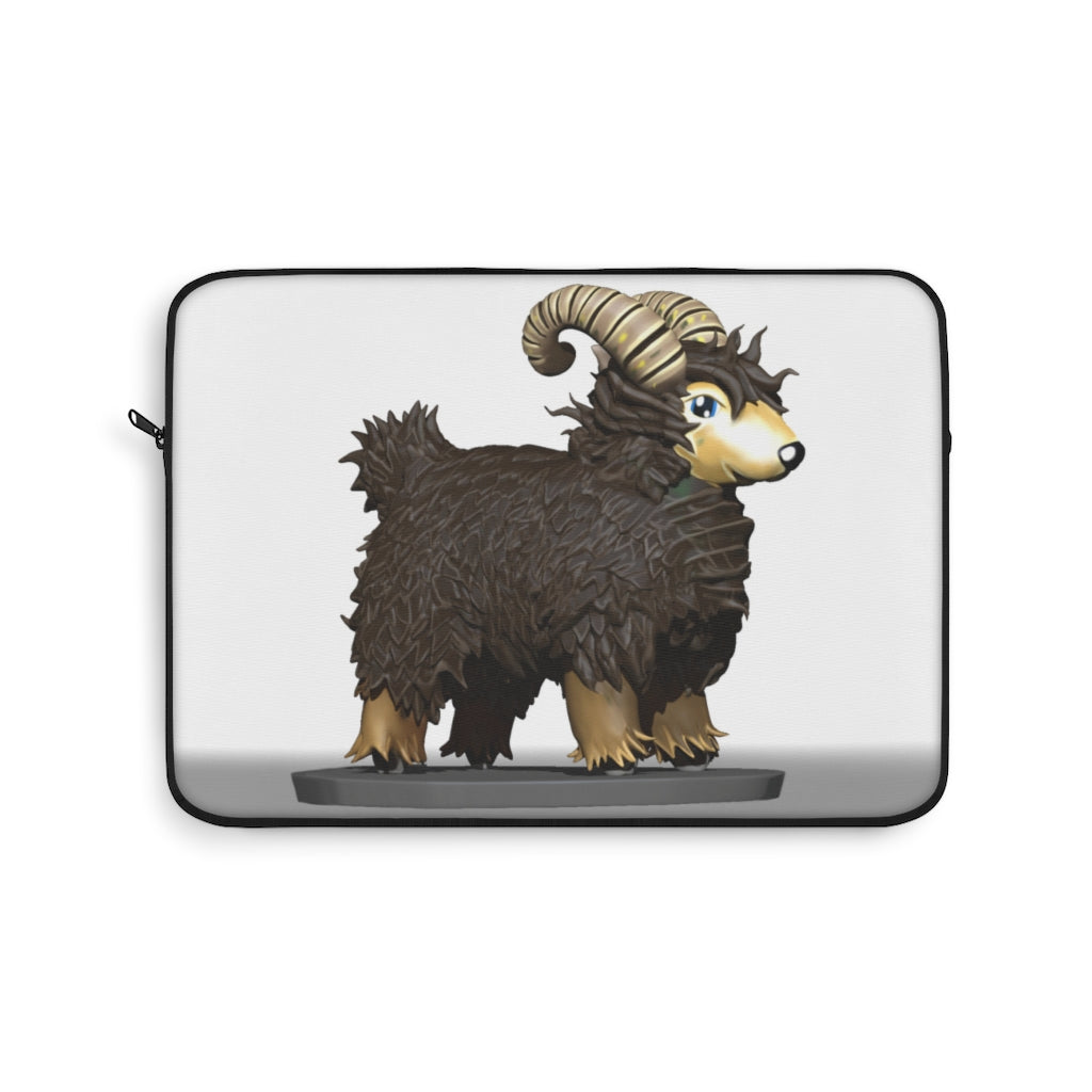 Brown Sheep Laptop Sleeve featuring a stylish printed front and black backside, designed for protection and elegance.