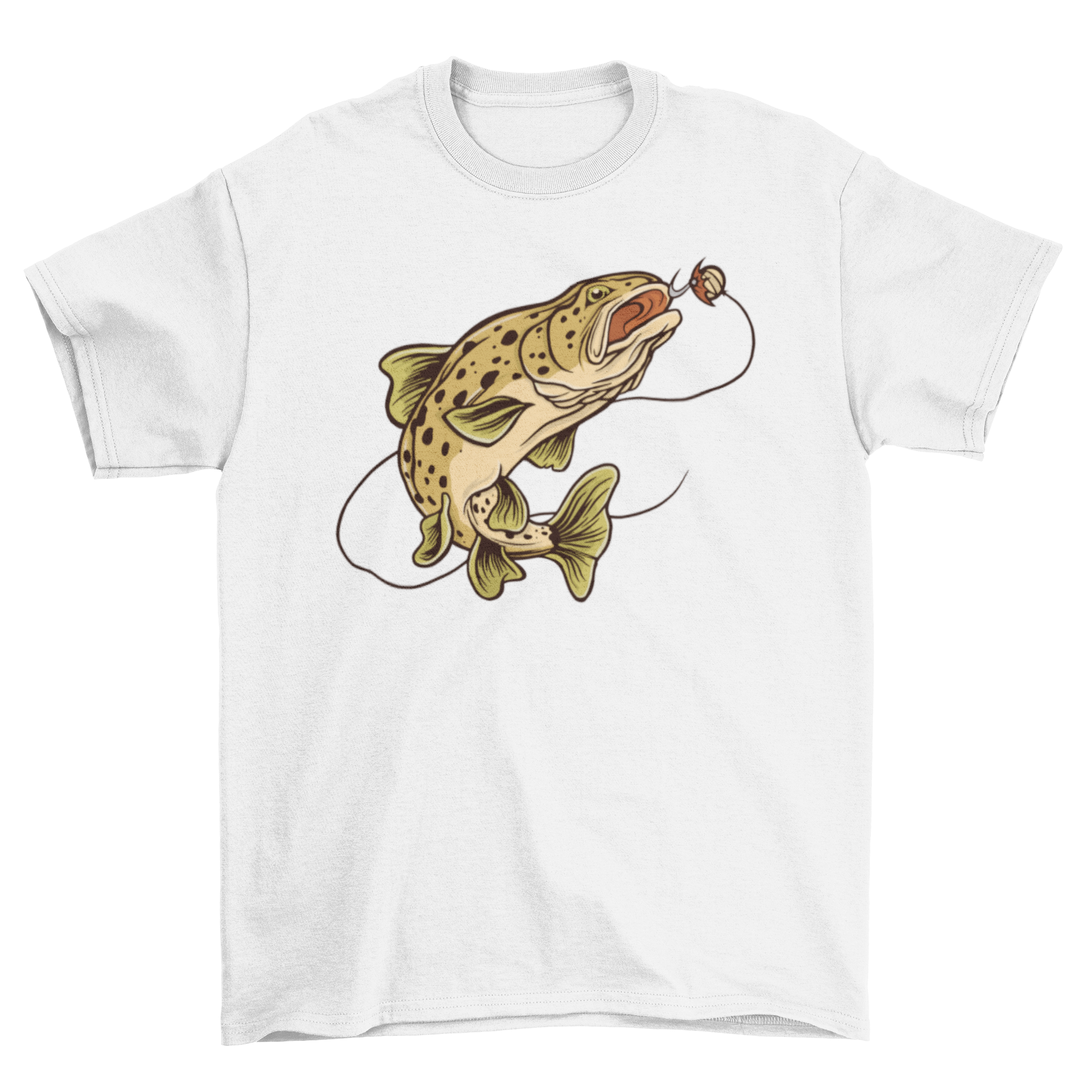 Brown trout fish t-shirt featuring a vibrant design of a brown trout, perfect for fishing enthusiasts.