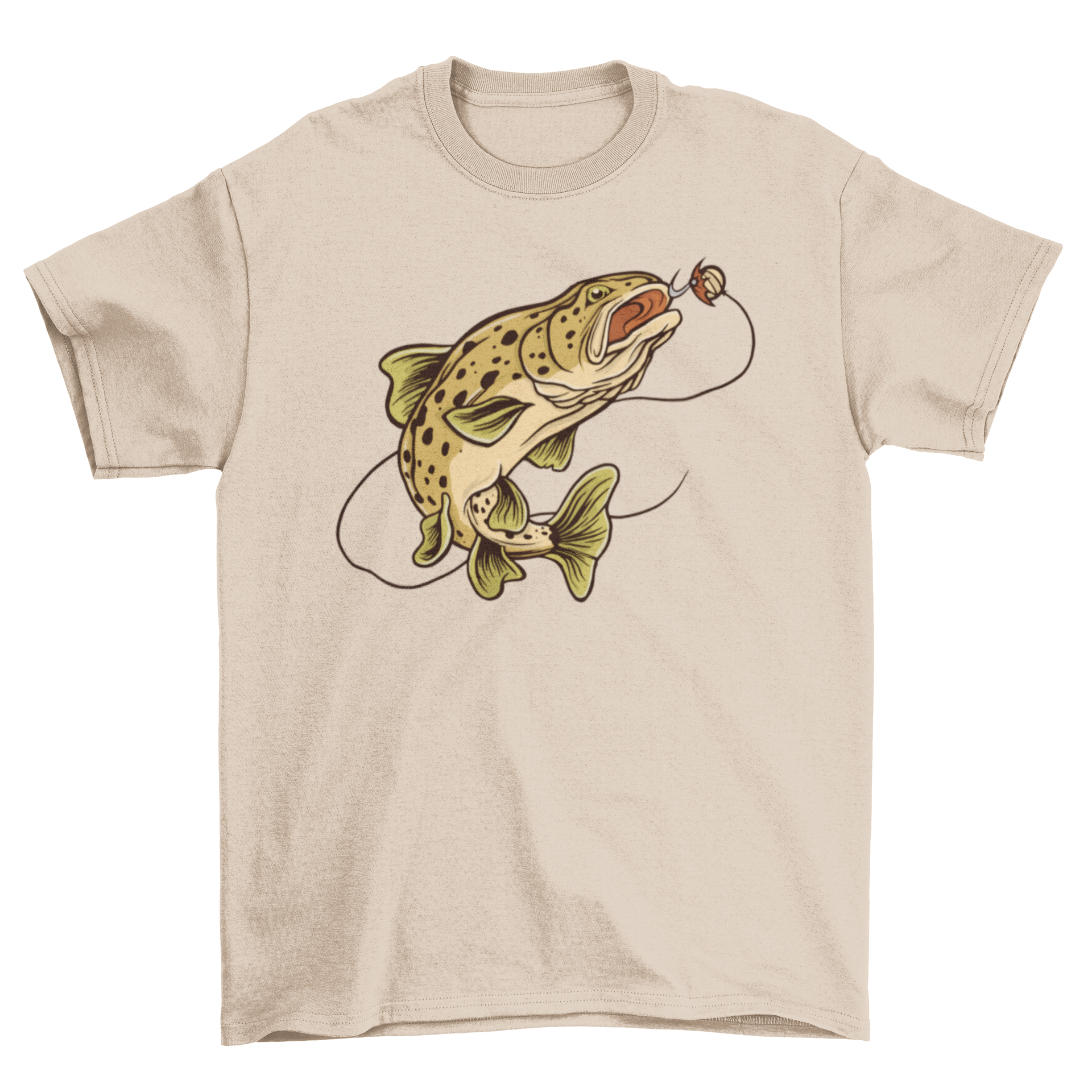 Brown trout fish t-shirt featuring a vibrant design of a brown trout, perfect for fishing enthusiasts.