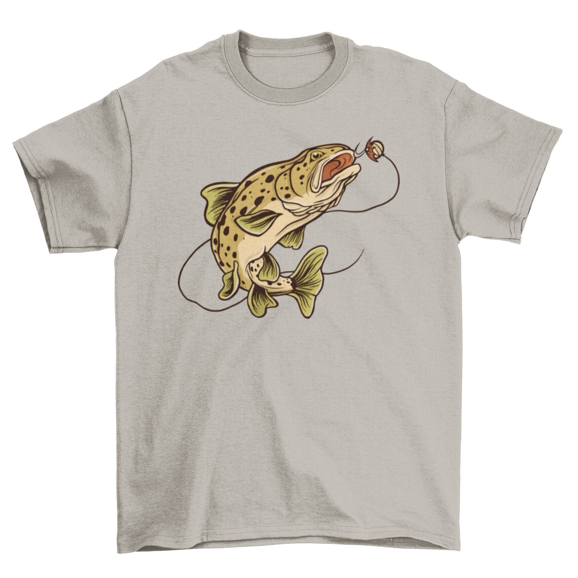 Brown trout fish t-shirt featuring a vibrant design of a brown trout, perfect for fishing enthusiasts.