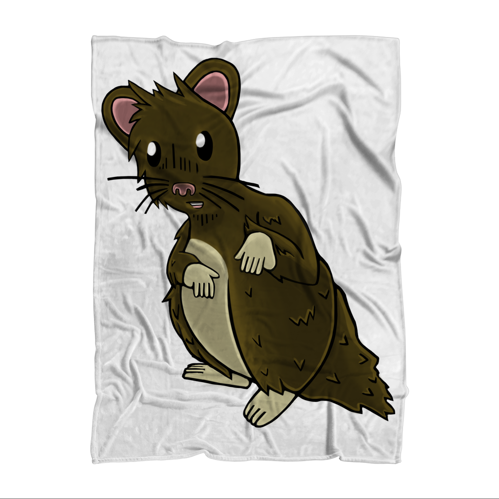 BrownHamster Sublimation Throw Blanket made of soft 100% polyester polar fleece, featuring a vibrant design on the front and a white back.