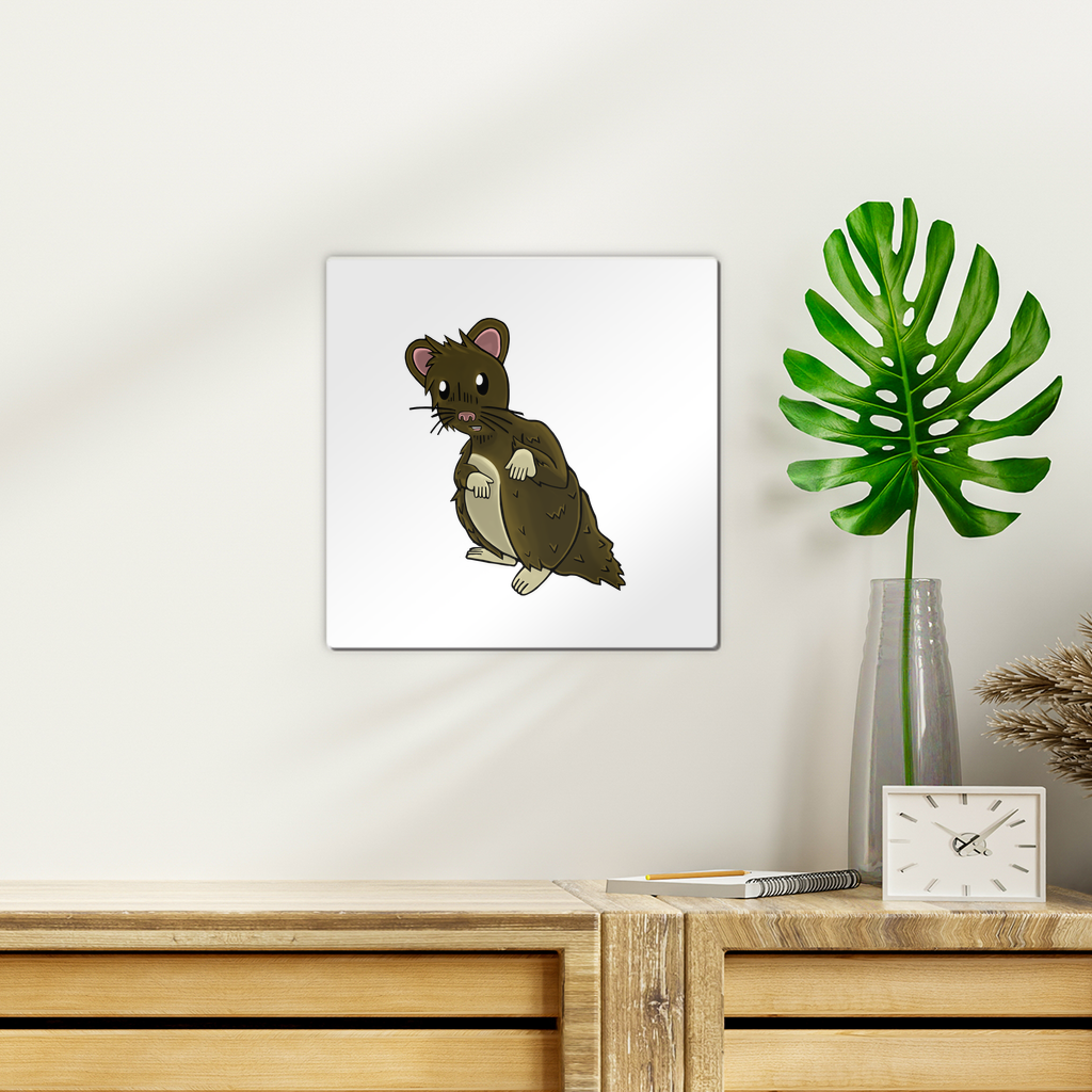 BrownHamster Wall Tile in gloss white finish, showcasing repositionable adhesive for easy photo display.