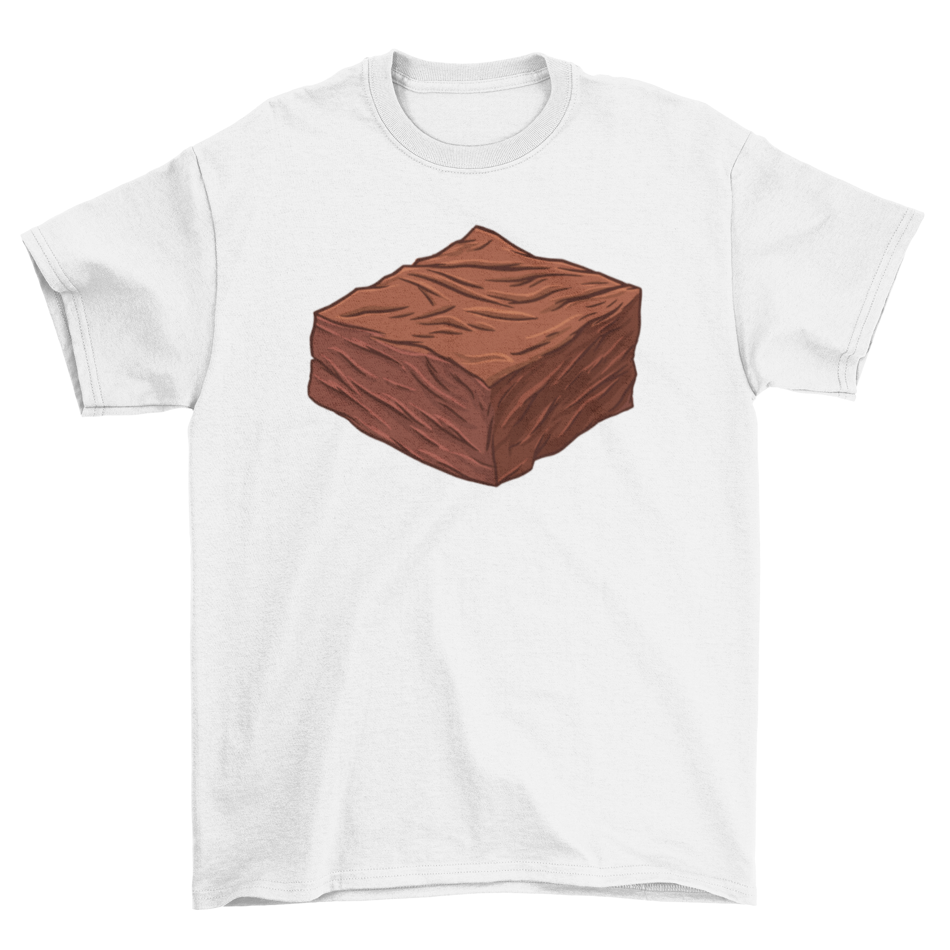 A stylish t-shirt featuring a colorful brownie piece design, perfect for dessert lovers.