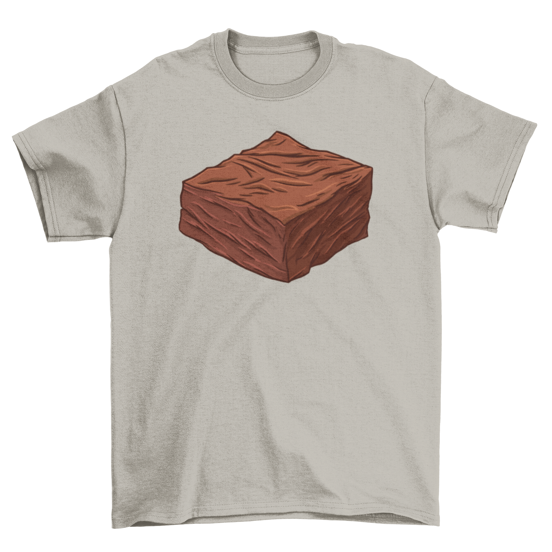 A stylish t-shirt featuring a colorful brownie piece design, perfect for dessert lovers.