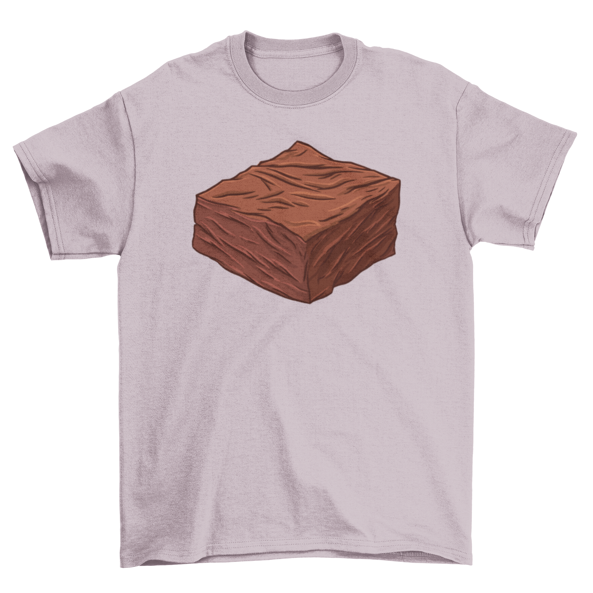 A stylish t-shirt featuring a colorful brownie piece design, perfect for dessert lovers.