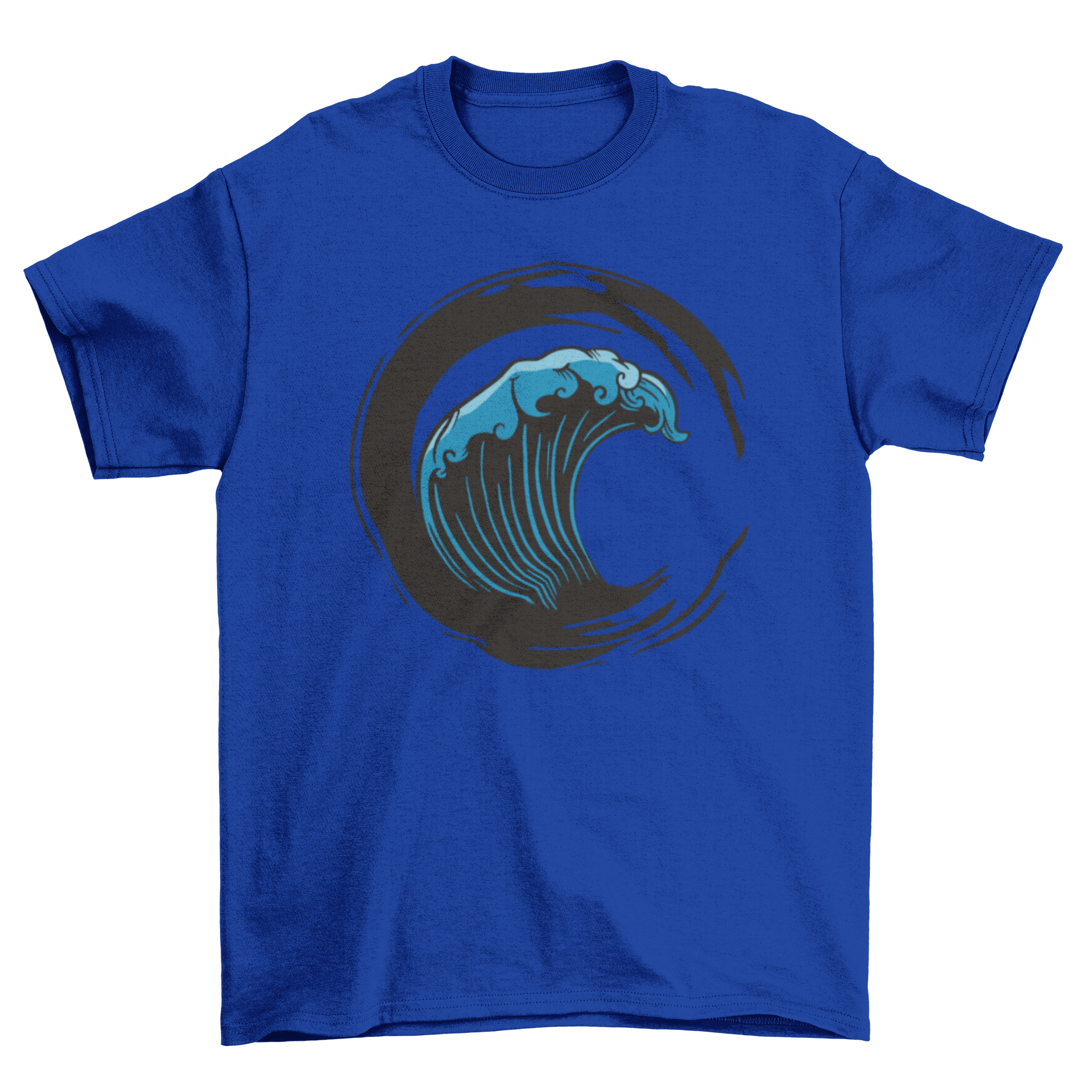 Brush Wave T-Shirt featuring a circular brush stroke design with a wave inside, showcasing artistic flair and comfort.