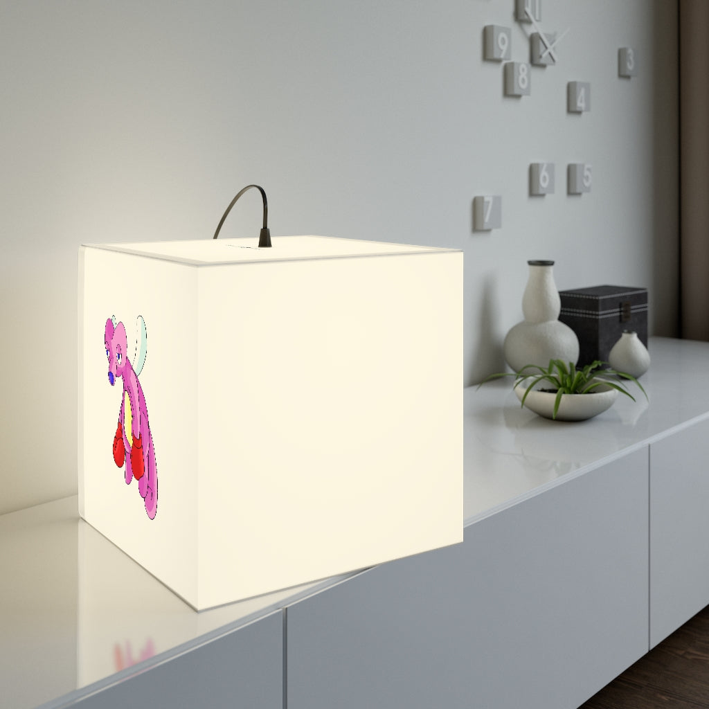 A stylish Bubbletare Personalized Lamp in a cube shape, showcasing its unique design and customizable lighting options, perfect for home decor.