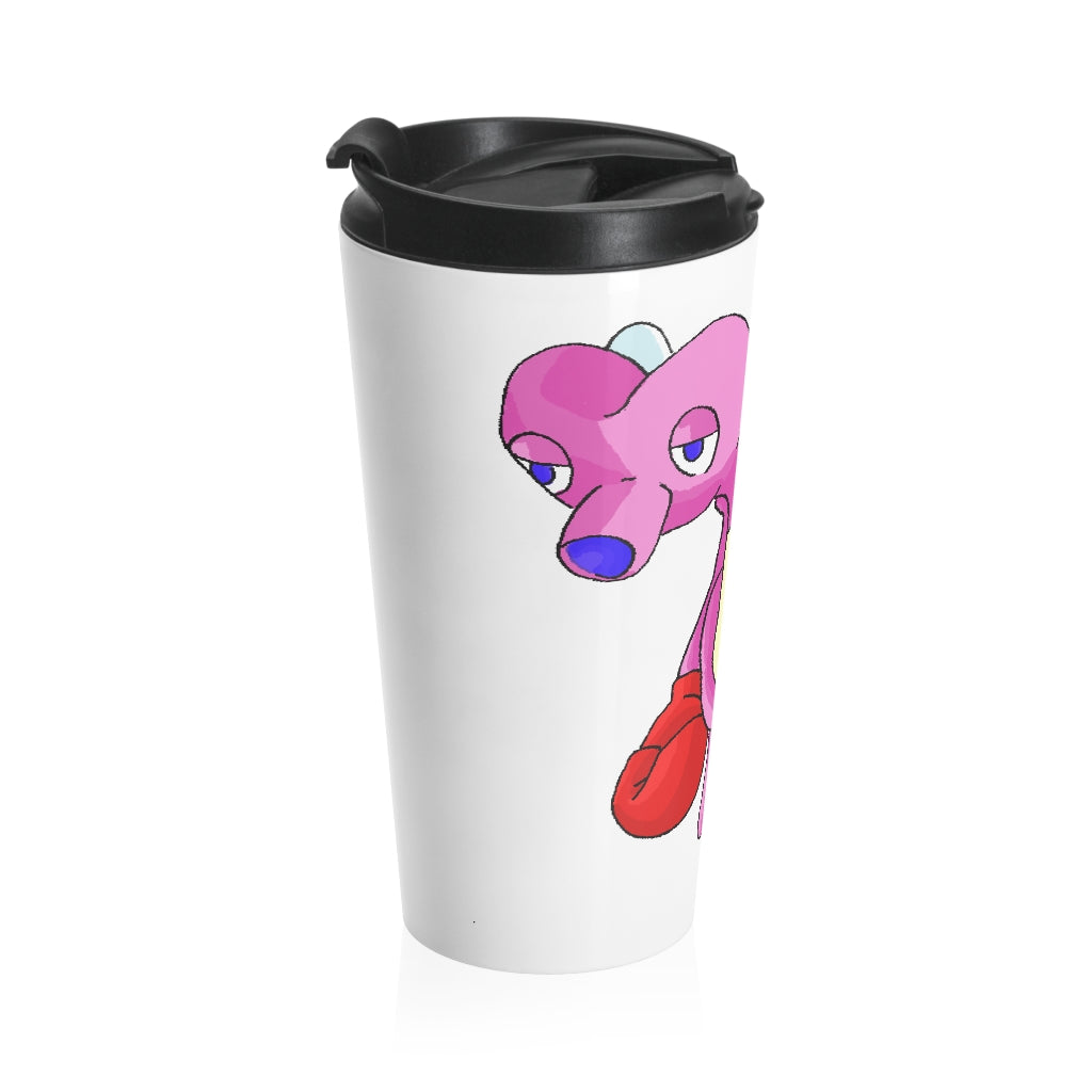 Bubbletare Stainless Steel Travel Mug with black plastic lid, showcasing its sleek design and high-quality sublimation printing.