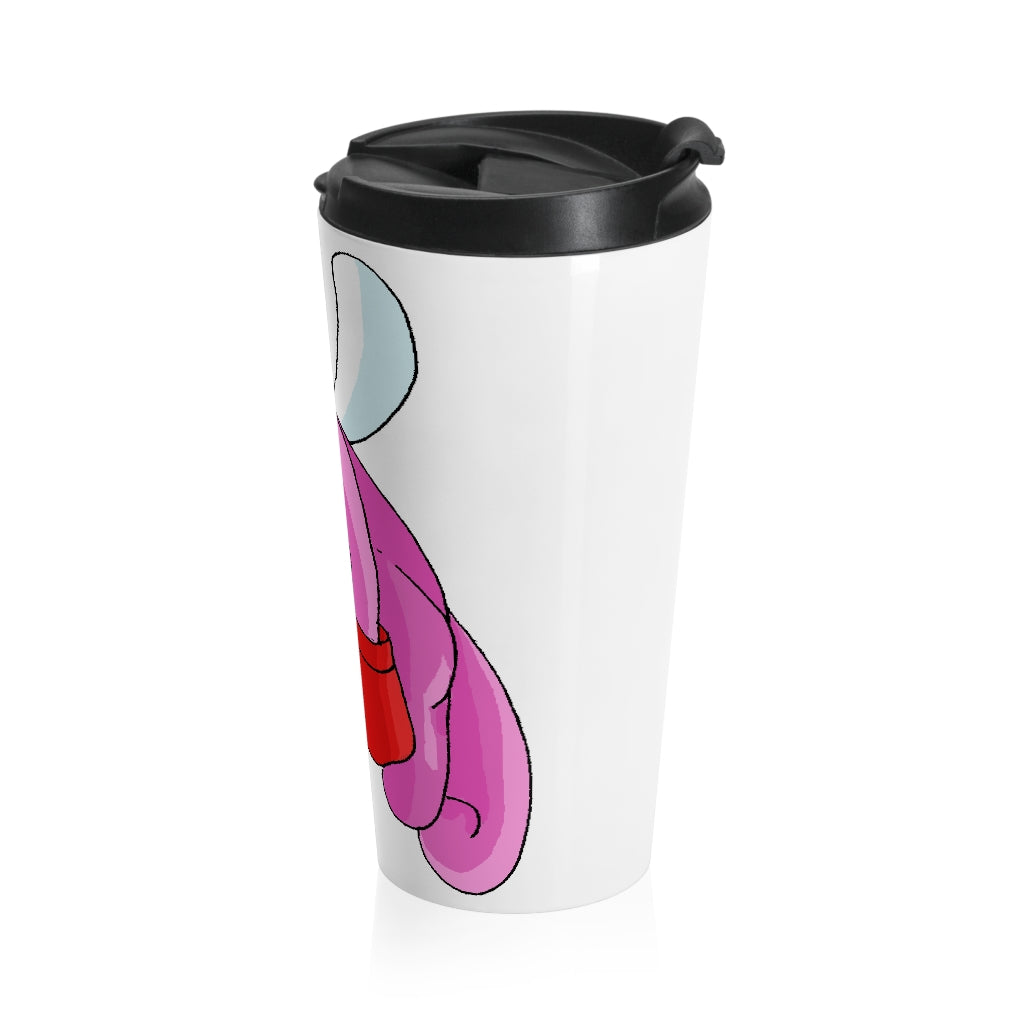 Bubbletare Stainless Steel Travel Mug with black plastic lid, showcasing its sleek design and high-quality sublimation printing.