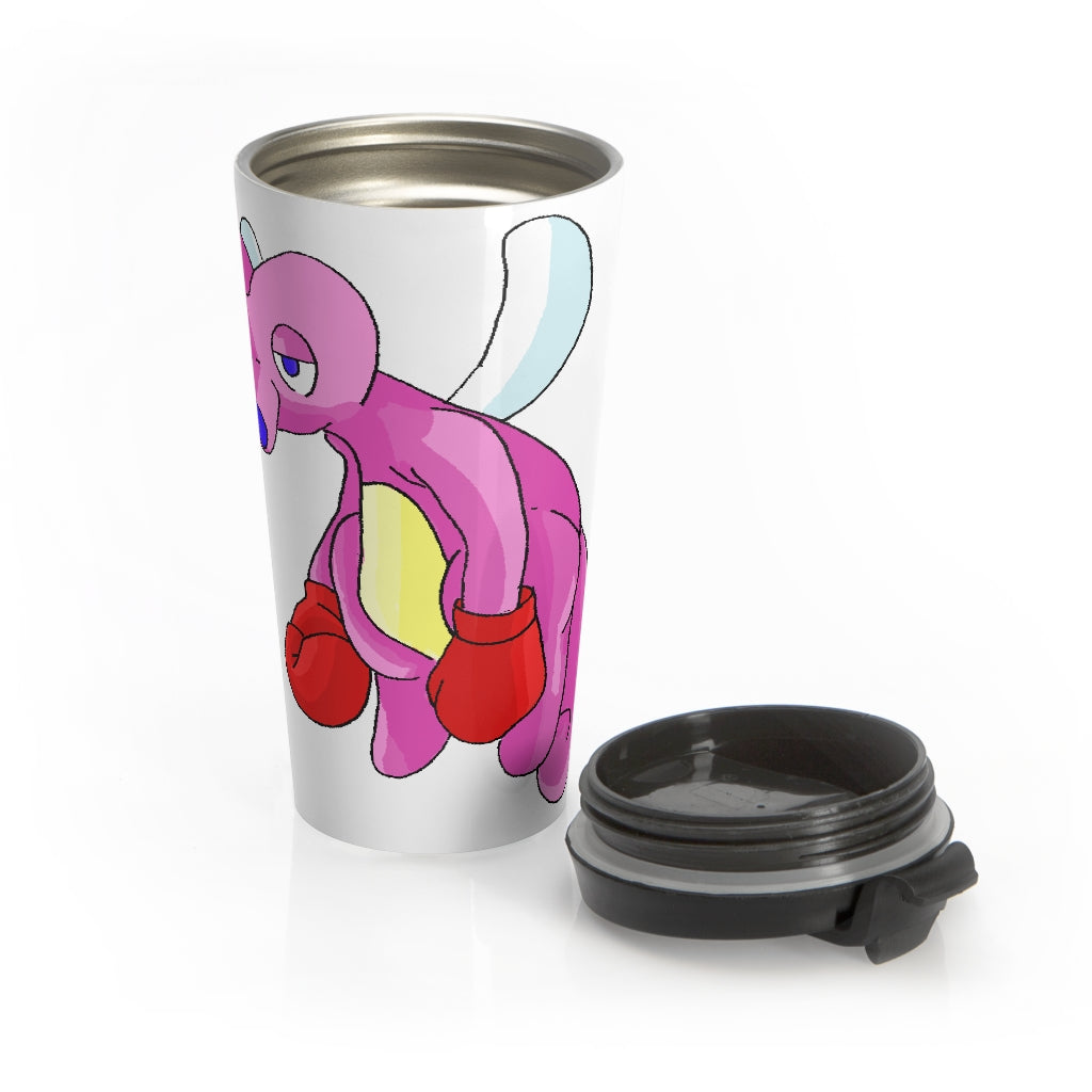 Bubbletare Stainless Steel Travel Mug with black plastic lid, showcasing its sleek design and high-quality sublimation printing.