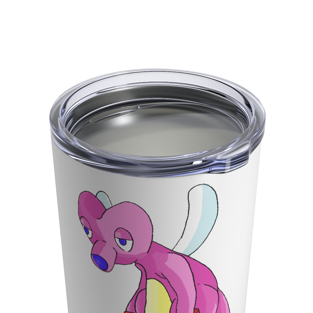 Bubbletare Tumbler 10oz in stainless steel with a see-thru plastic lid, showcasing its sleek design and rounded corners.