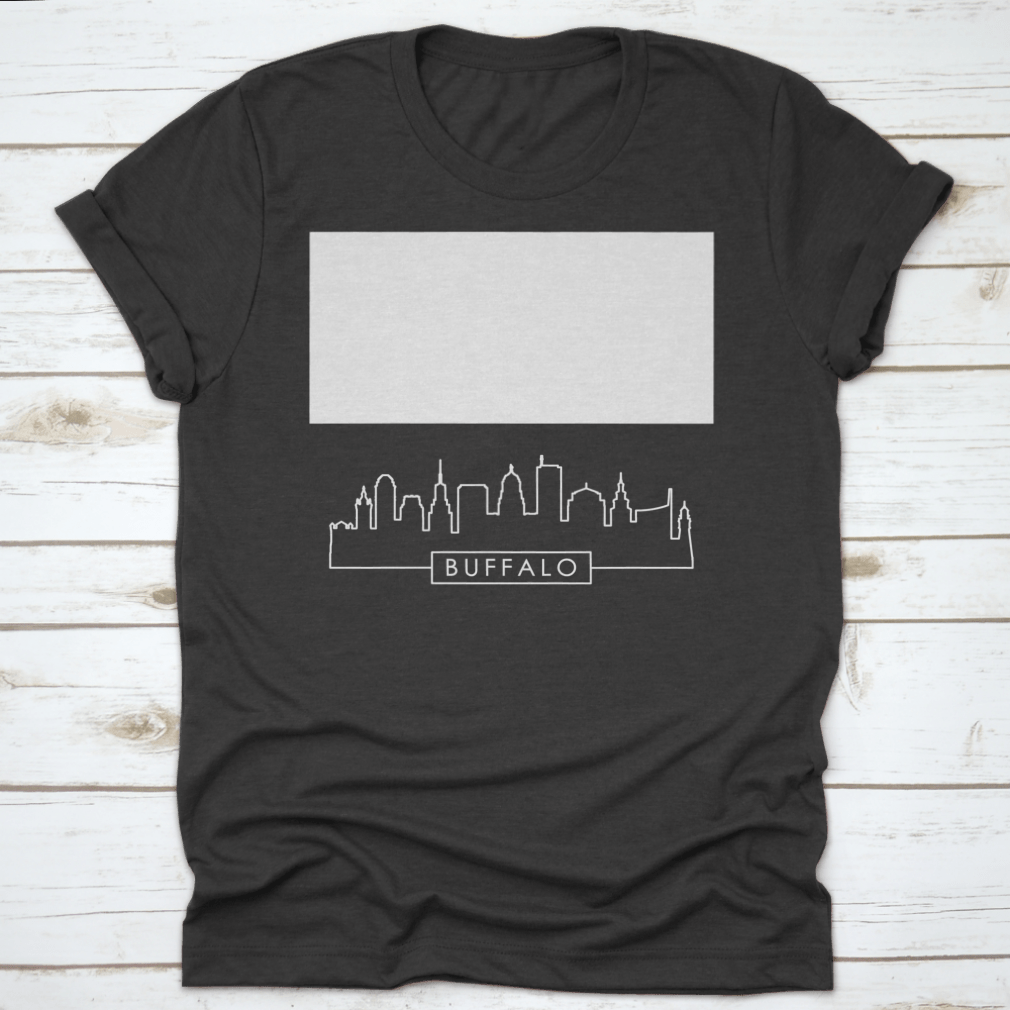 Colorful linear vector illustration of the Buffalo Skyline, showcasing iconic buildings and structures in a modern design.