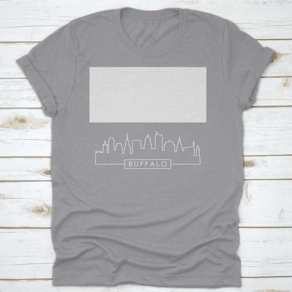 Colorful linear vector illustration of the Buffalo Skyline, showcasing iconic buildings and structures in a modern design.