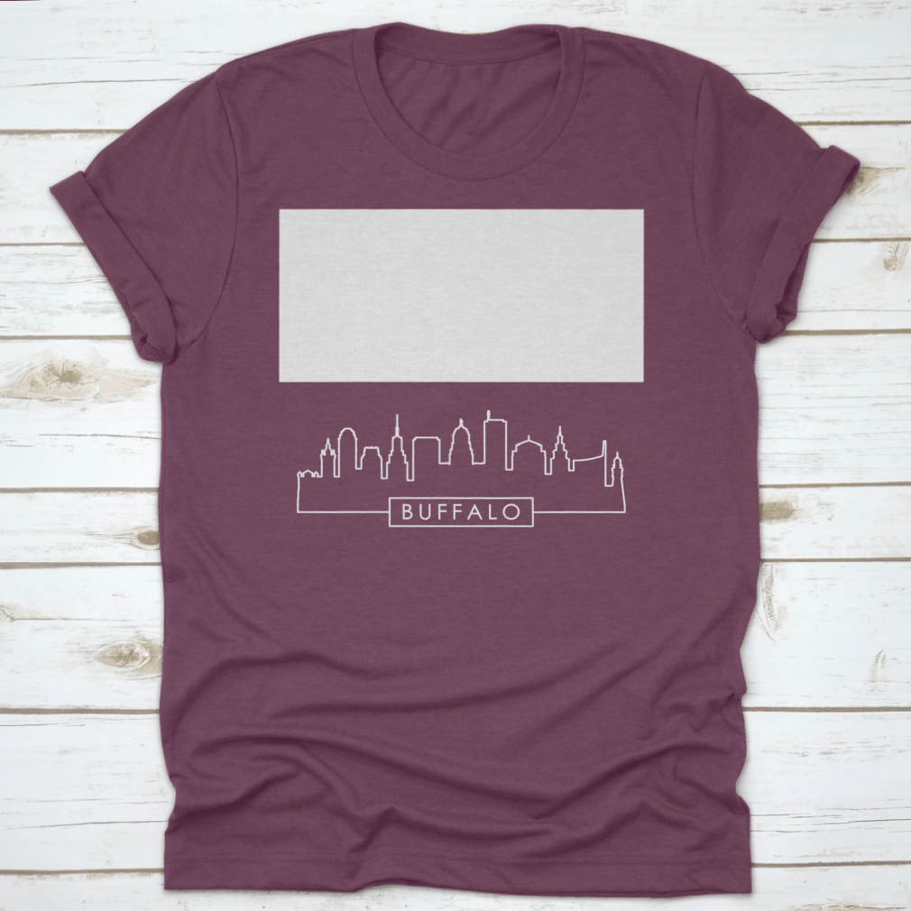 Colorful linear vector illustration of the Buffalo Skyline, showcasing iconic buildings and structures in a modern design.