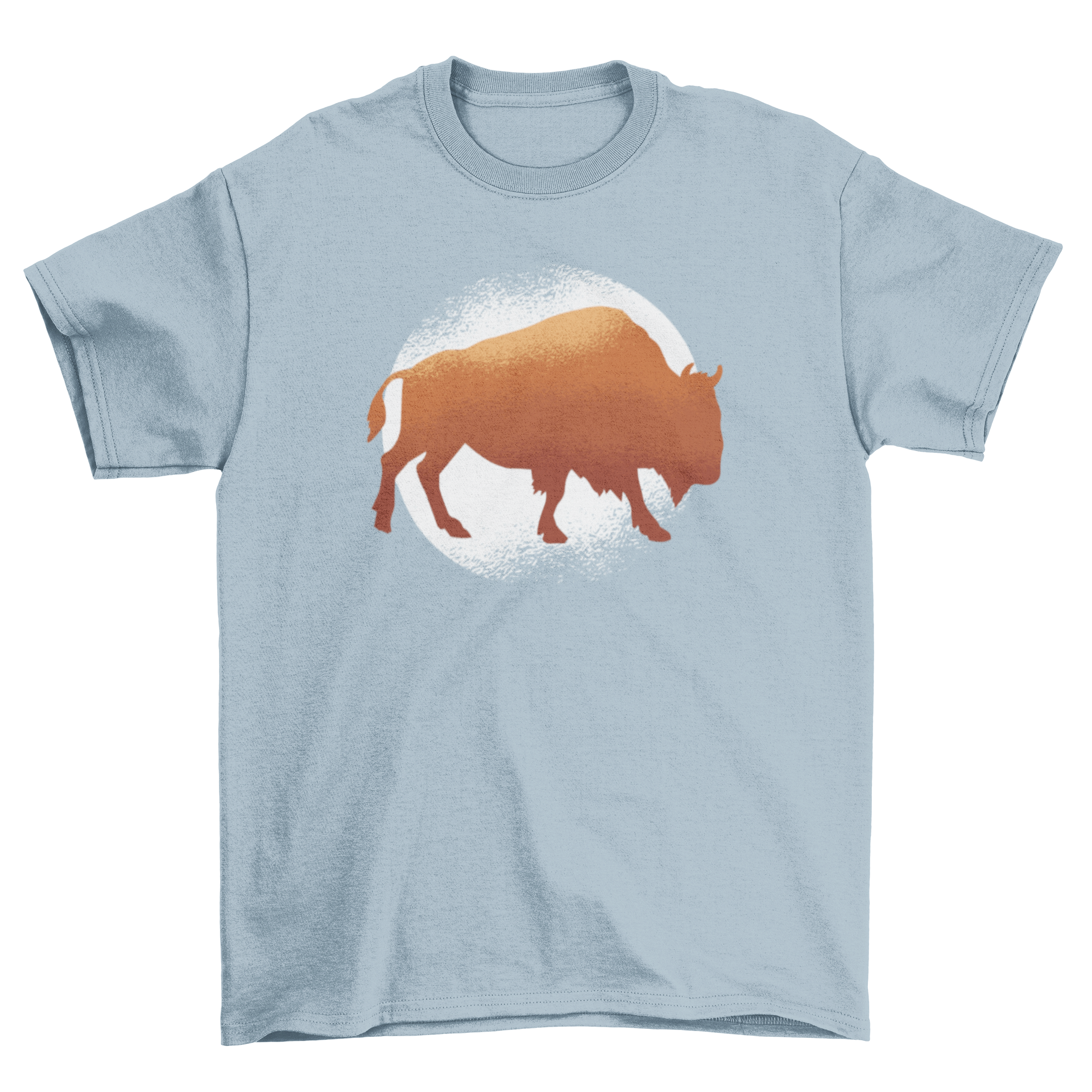 Buffalo T-Shirt featuring a vintage bison silhouette in orange hues against a faded background.