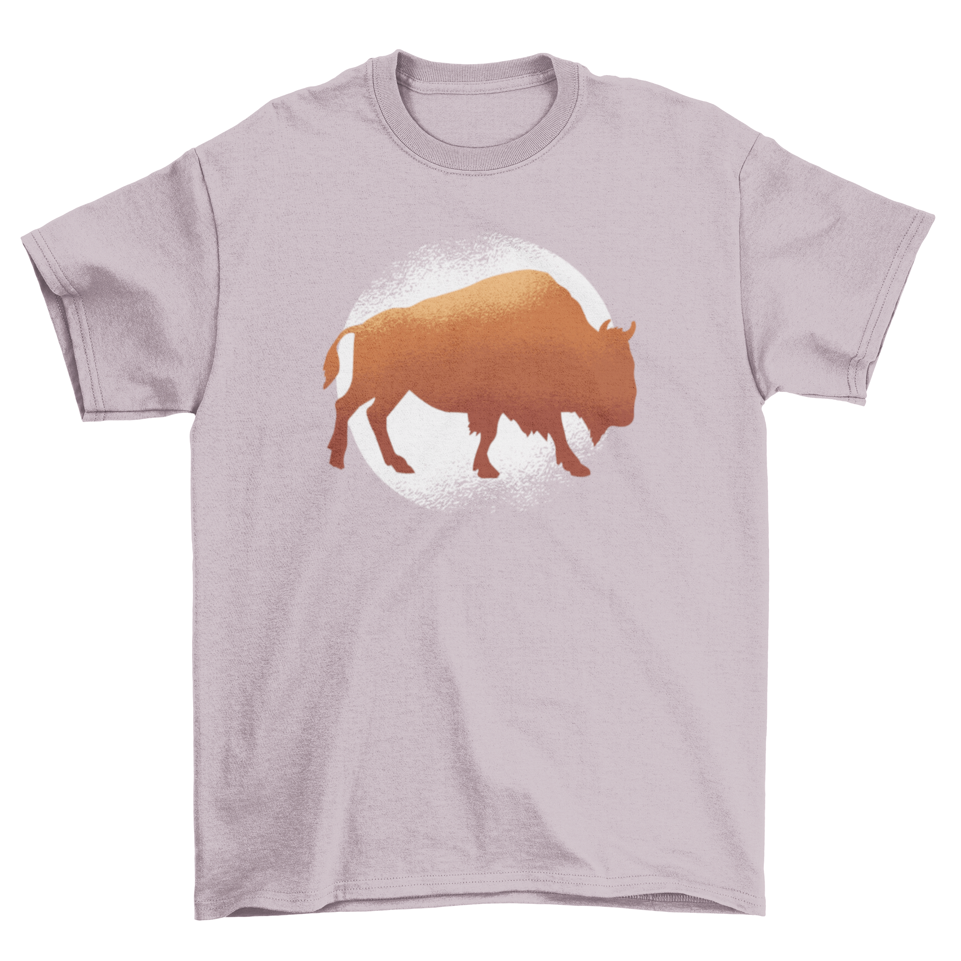 Buffalo T-Shirt featuring a vintage bison silhouette in orange hues against a faded background.