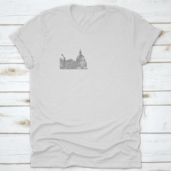 A stylish cotton t-shirt featuring the iconic skyline of Austin, Texas, showcasing its landmarks and vibrant culture.