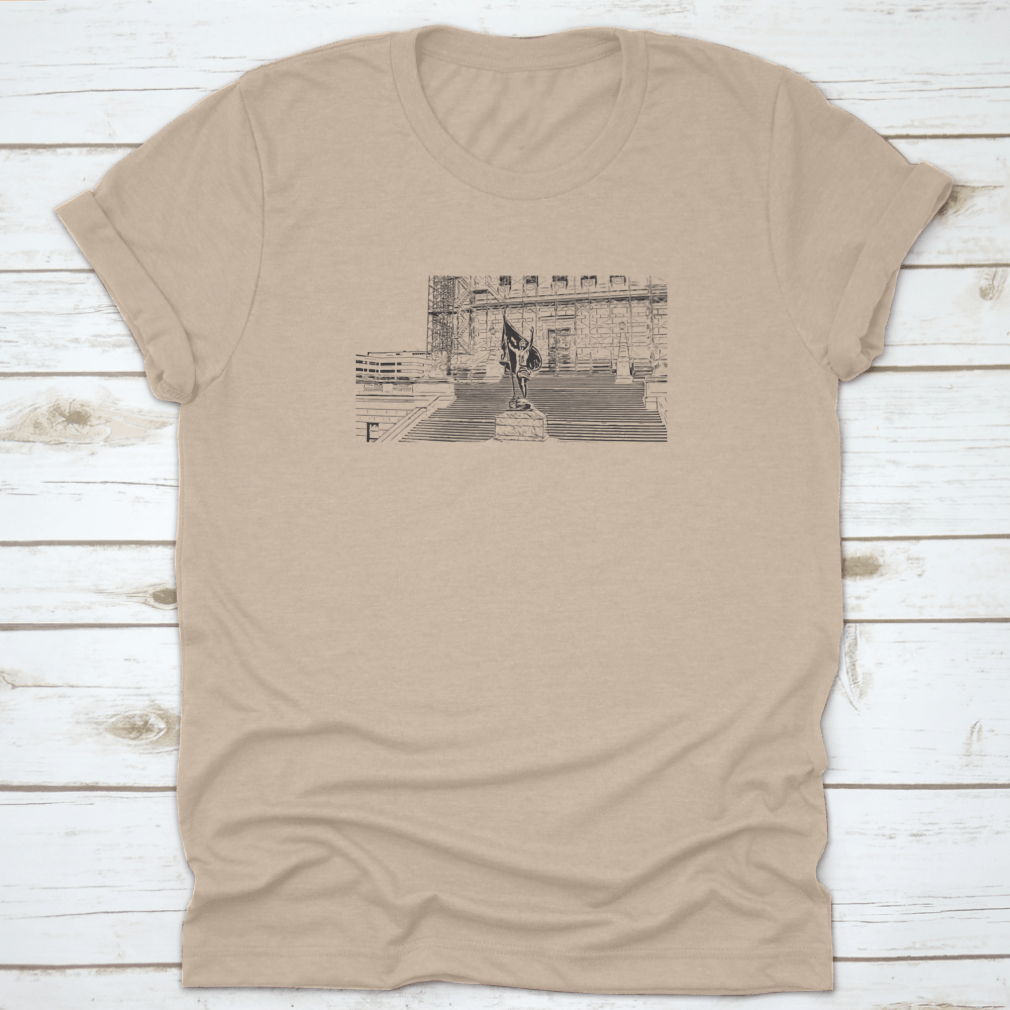 A stylish t-shirt featuring the iconic skyline of Indianapolis, Indiana, made from 100% cotton for comfort.