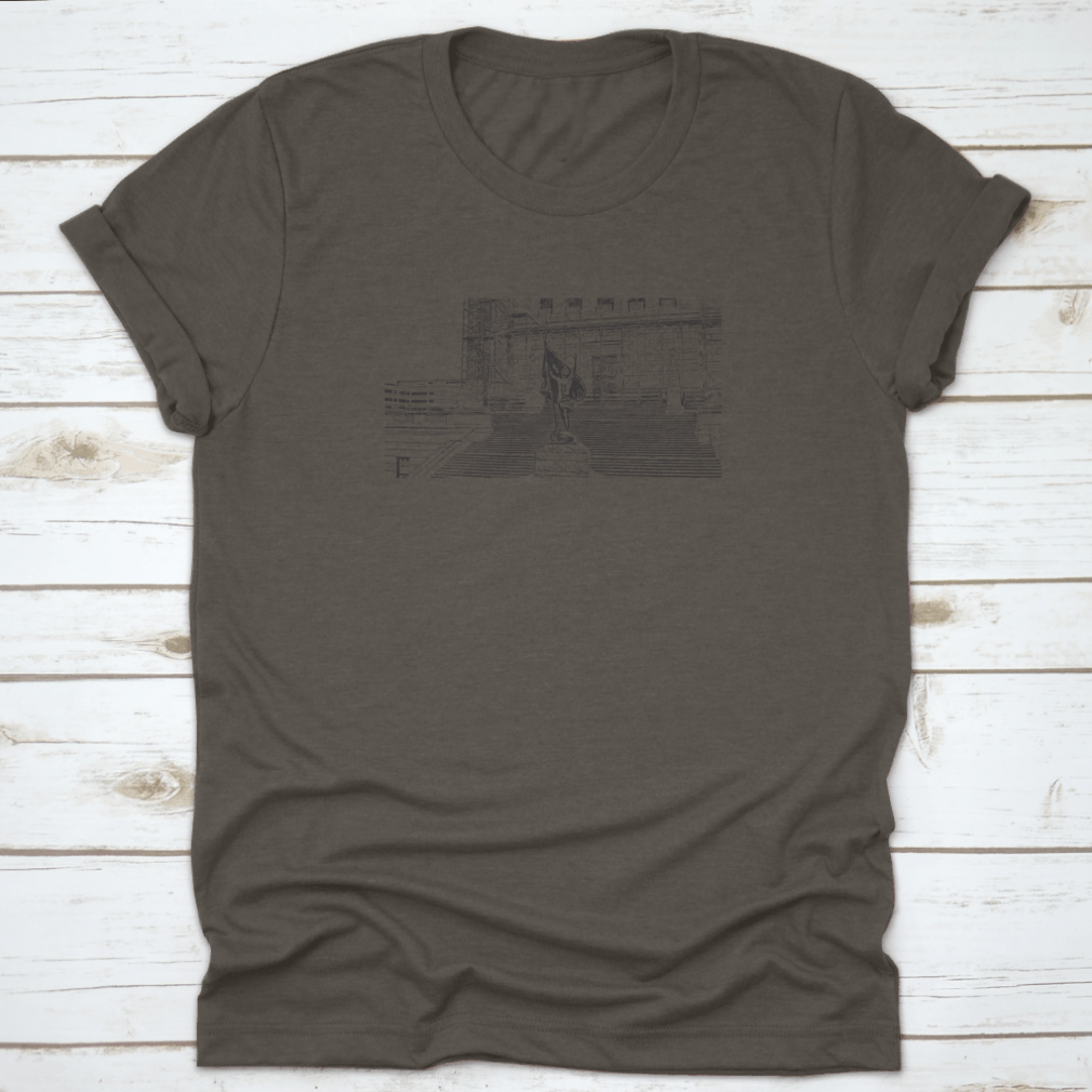 A stylish t-shirt featuring the iconic skyline of Indianapolis, Indiana, made from 100% cotton for comfort.