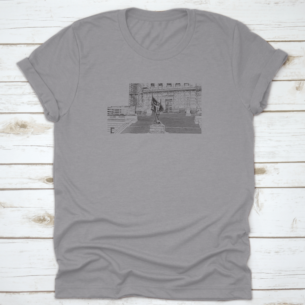 A stylish t-shirt featuring the iconic skyline of Indianapolis, Indiana, made from 100% cotton for comfort.