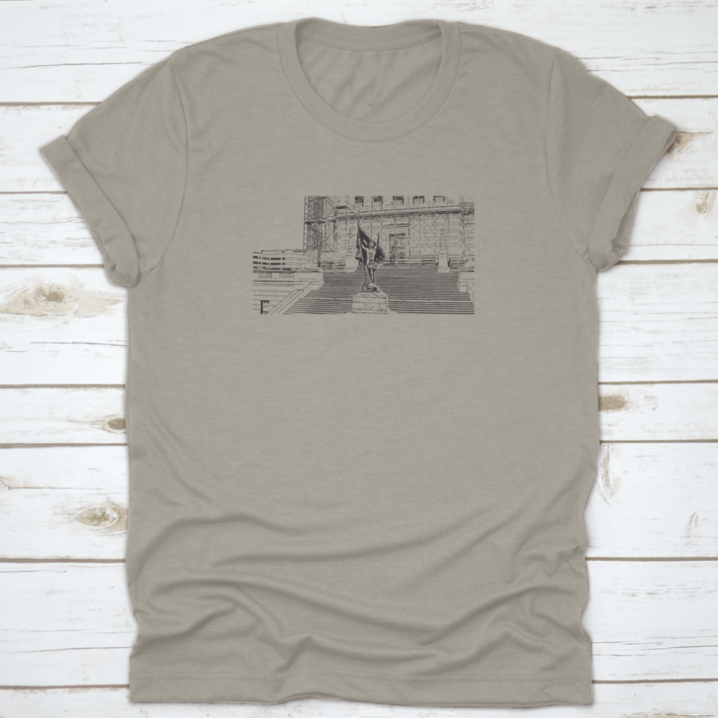 A stylish t-shirt featuring the iconic skyline of Indianapolis, Indiana, made from 100% cotton for comfort.