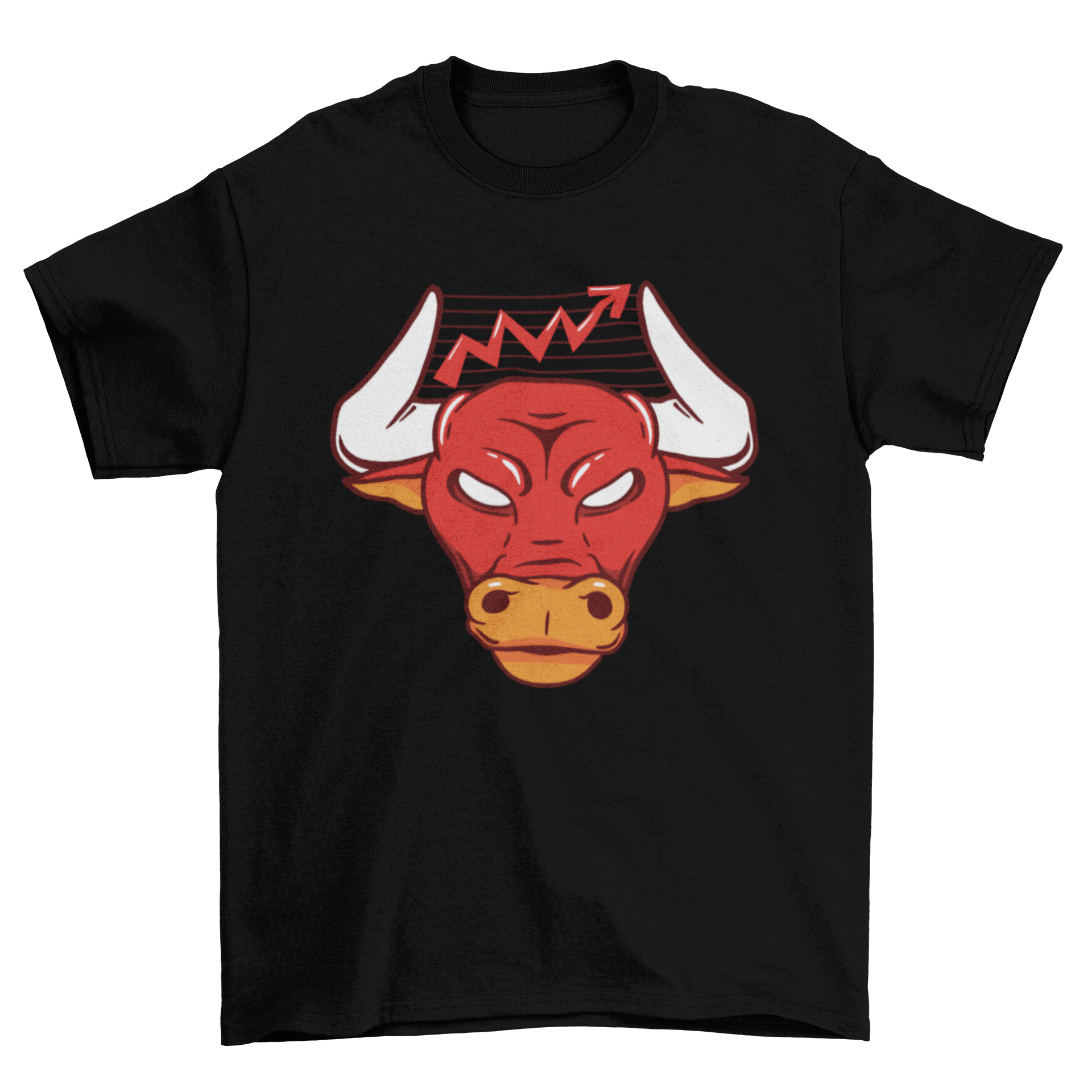 Bull Chart T-Shirt featuring a bull's head illustration with a chart between its horns, showcasing a unique and stylish design.