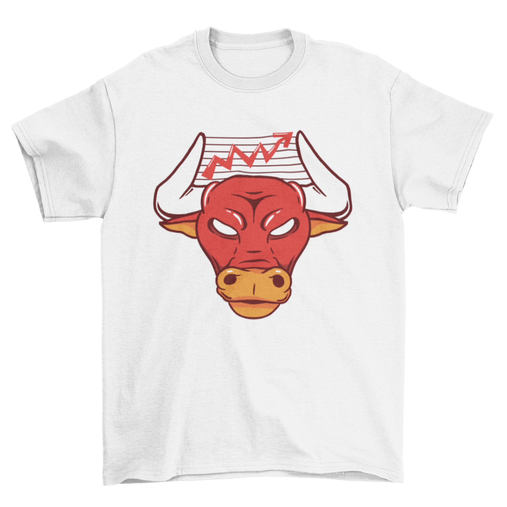 Bull Chart T-Shirt featuring a bull's head illustration with a chart between its horns, showcasing a unique and stylish design.