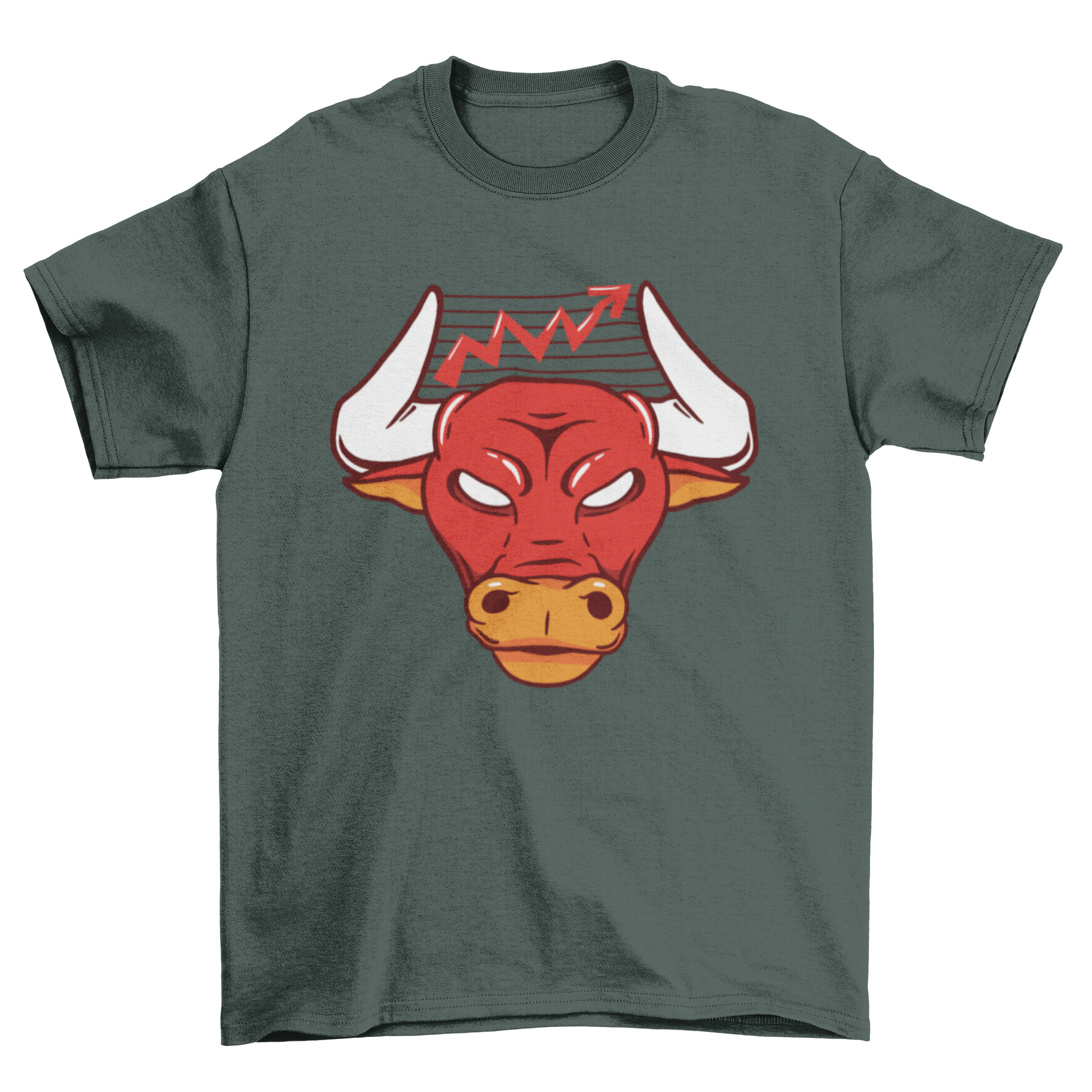 Bull Chart T-Shirt featuring a bull's head illustration with a chart between its horns, showcasing a unique and stylish design.