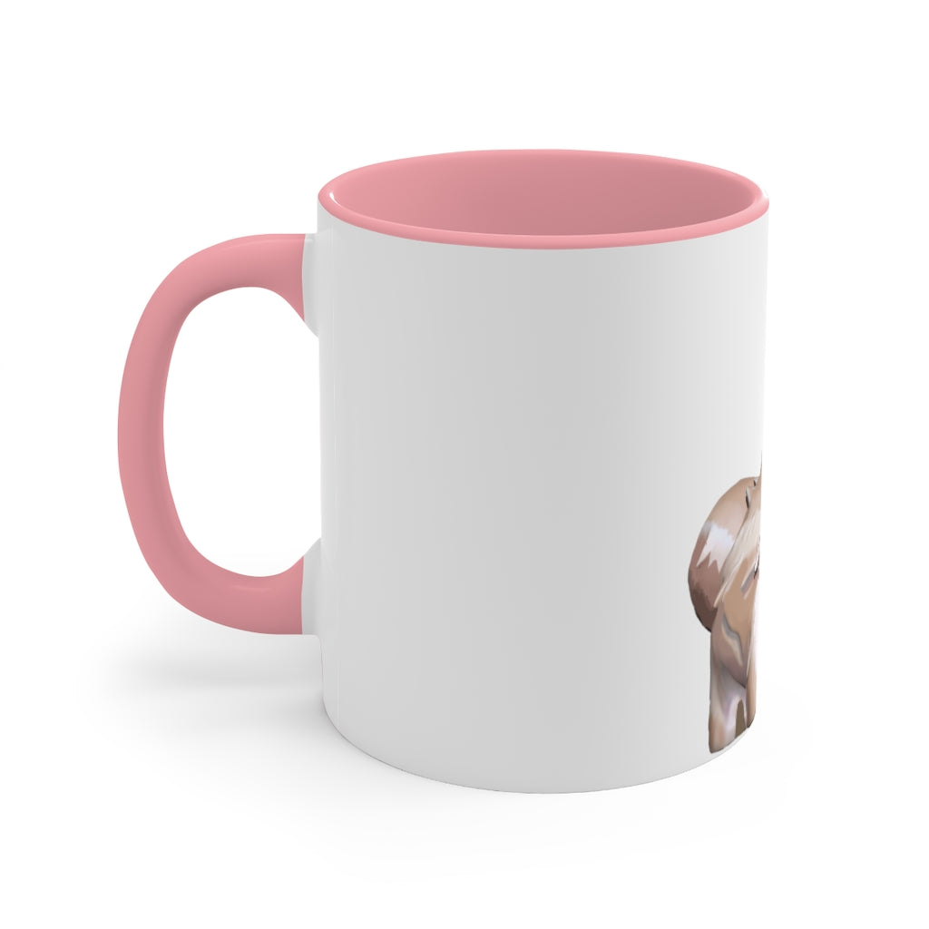 A stylish Bunny Accent Mug featuring a white exterior with a vibrant colored interior, available in red, pink, and black options.