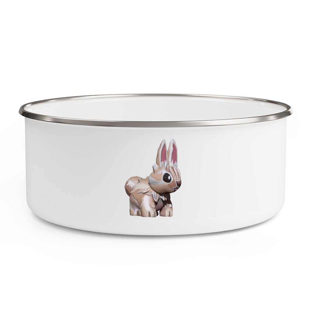 Stylish Bunny Enamel Bowl made of stainless steel with a translucent lid, featuring a hipster chic design and anti-slip backing.