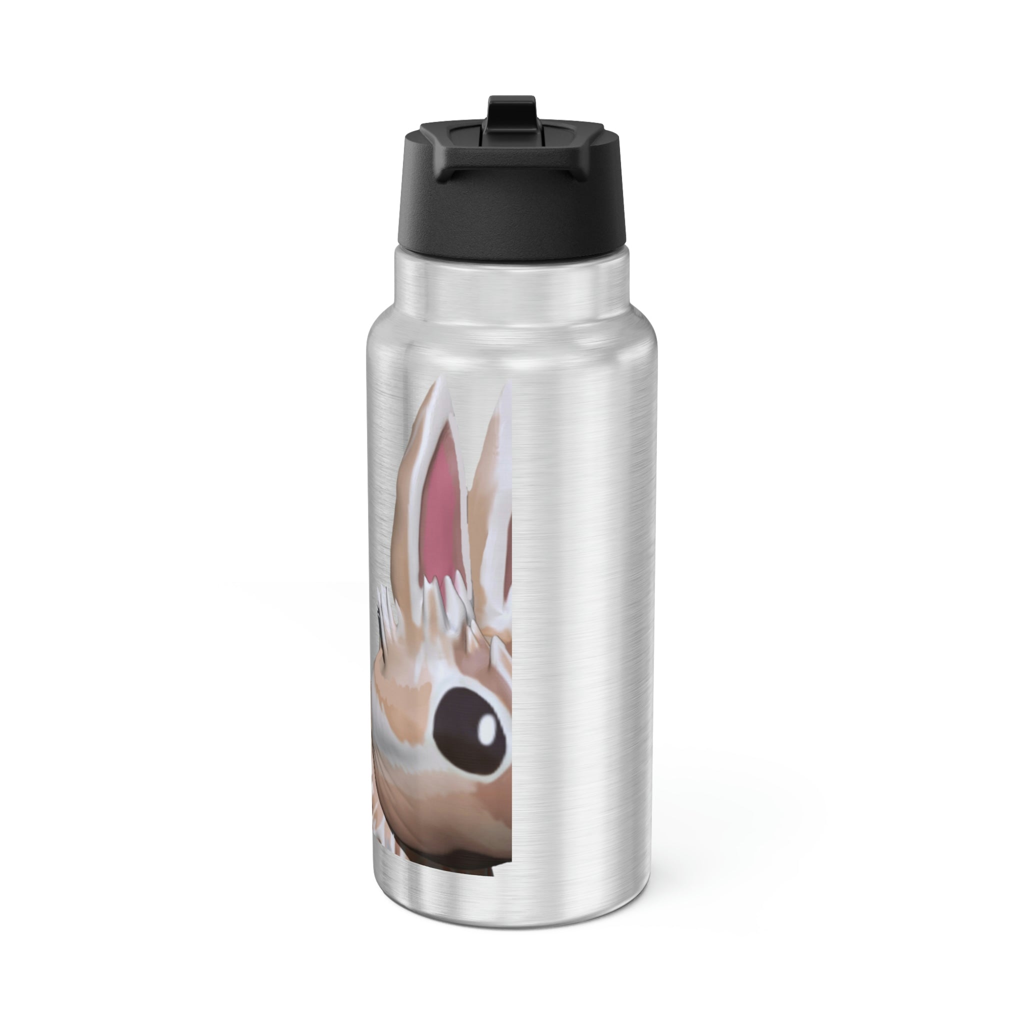 Bunny Gator Tumbler, 32oz, stainless steel with a black cap and straw, featuring customizable design options.