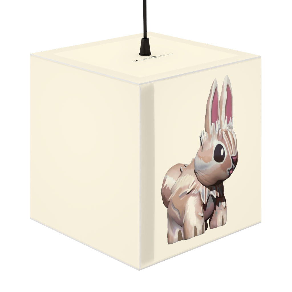 A stylish Bunny Personalized Lamp in a cube shape, featuring a playful bunny design, perfect for home or shop decor.