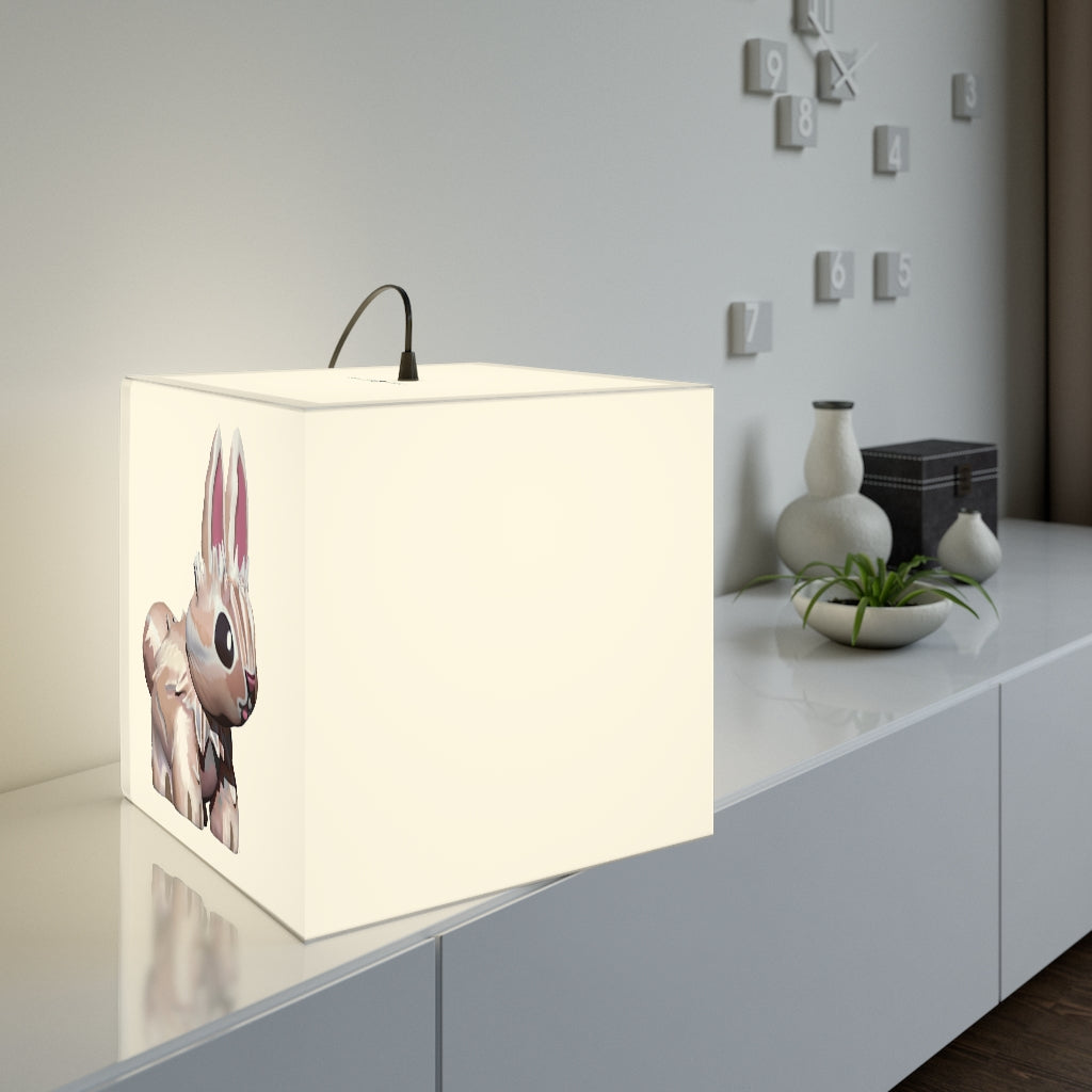 A stylish Bunny Personalized Lamp in a cube shape, featuring a playful bunny design, perfect for home or shop decor.