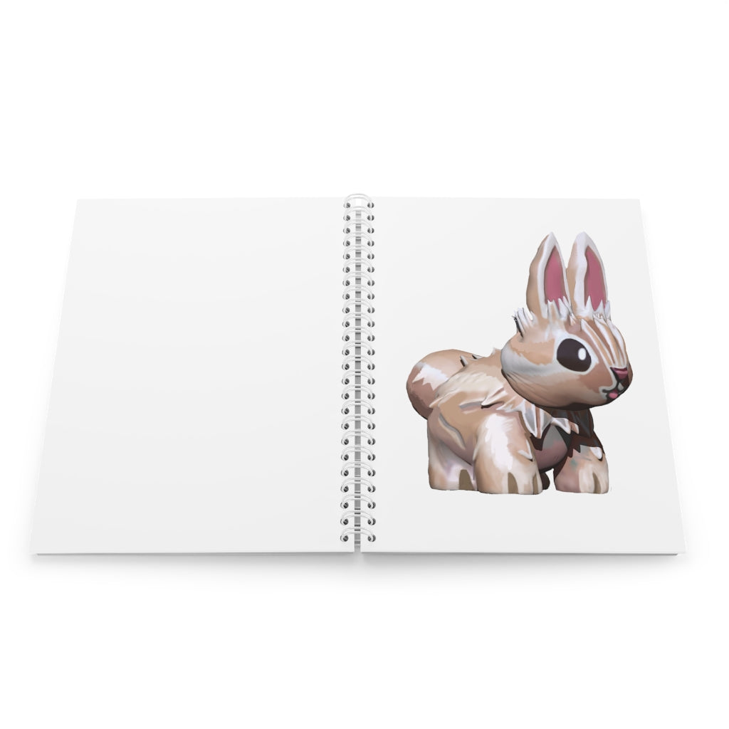 Bunny Spiral Notebook with customizable covers and wide-ruled pages, featuring a semi-gloss laminated finish.