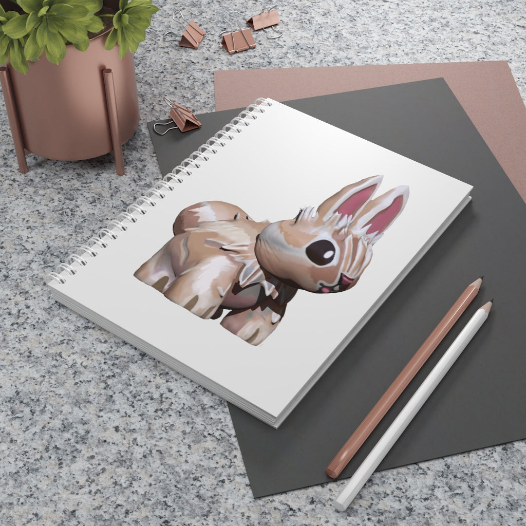 Bunny Spiral Notebook with customizable covers and wide-ruled pages, featuring a semi-gloss laminated finish.