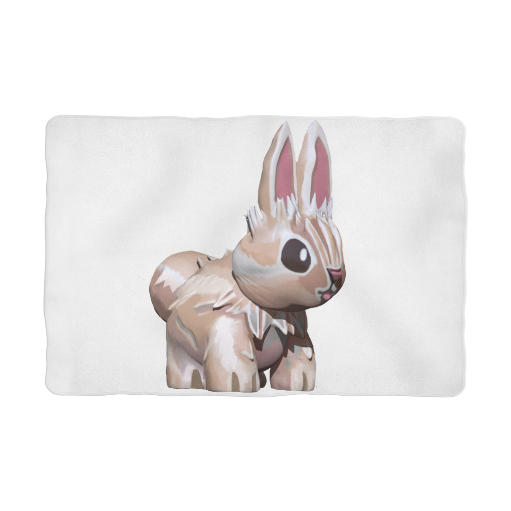 Bunny Sublimation Pet Blanket made of soft 100% polyester polar fleece, featuring a charming bunny design with a white back.