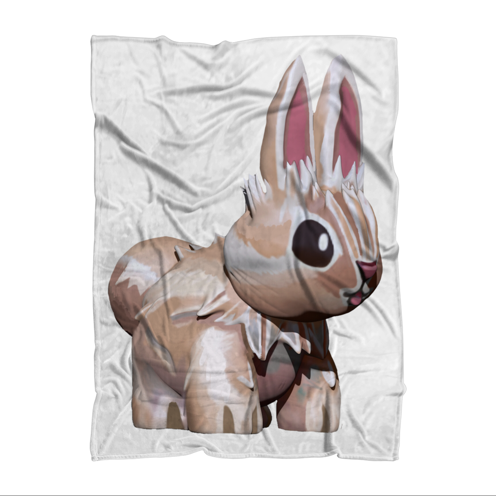 Cozy Bunny Sublimation Throw Blanket made from soft 100% polyester fleece, featuring a charming bunny design.